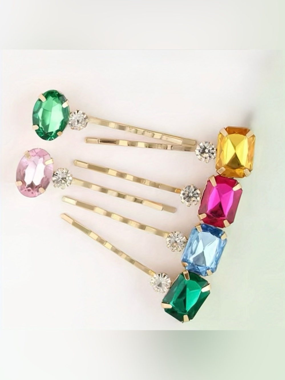 Multicolor Gemstone Bobby Pin Set of 6 - Women Hair Accessories NWT